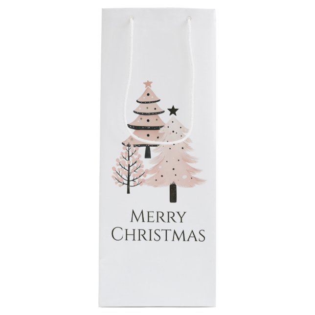 Sac Cadeau Pour Bouteille Neutral Blush Christmas Tree Holiday Gift Bag (Devant)