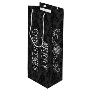 Sac Cadeau Pour Bouteille Noël Elégant, Vintage, Damas victorien
