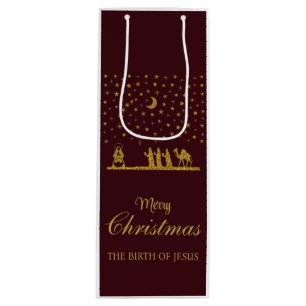 Sac Cadeau Pour Bouteille Noël religieux, Naissance de Jésus, Trois Roi