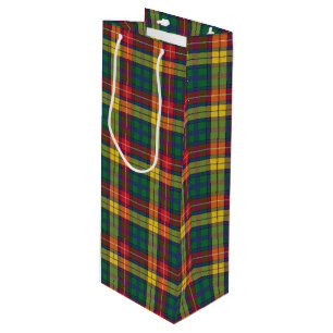 Sac Cadeau Pour Bouteille Noël Tartan Clan Buchanan Jaune Plaid