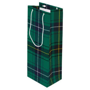 Sac Cadeau Pour Bouteille Noël Tartan Clan Henderson Paid Green Check