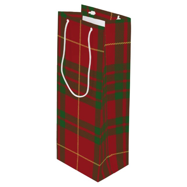Sac Cadeau Pour Bouteille Noël Tartan Clan MacTavish Plaid Red Check (Devant Angle)