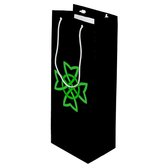 Sac Cadeau Pour Bouteille Noeud celtique vert irlandais (Devant Angle)