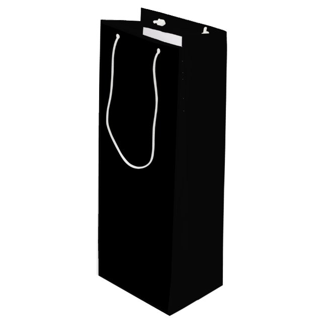 Sac Cadeau Pour Bouteille Noir fou (Le Noir le plus foncé) PERSONNALISABLE (Devant Angle)