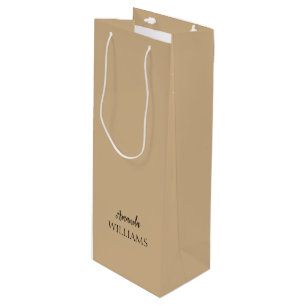 Sac Cadeau Pour Bouteille Noir tendance Elegant Prénom Tan Brown