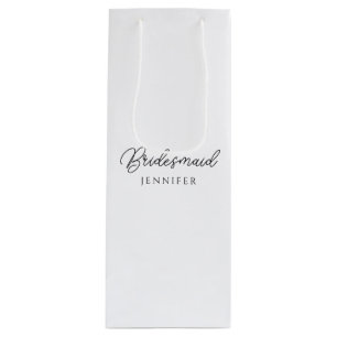 Sac Cadeau Pour Bouteille Nom du script de calligraphie de Bridesmaid Person