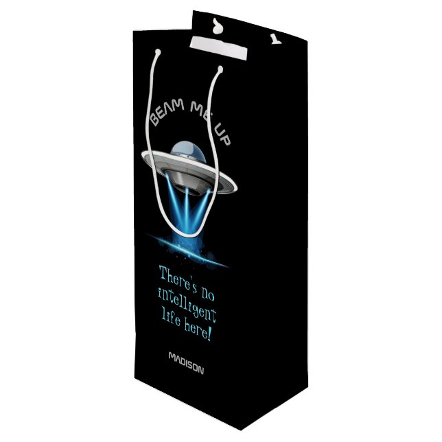 Sac Cadeau Pour Bouteille Nom et texte personnalisés UFO Bouteille-cadeau de (Dos Angle)