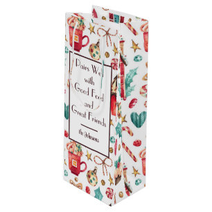 Sac Cadeau Pour Bouteille Nom sur mignonne Whimsical Sweets Holiday