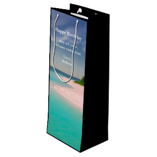 Sac Cadeau Pour Bouteille Océan aigue-marine Plage tropicale Paysage d'anniv