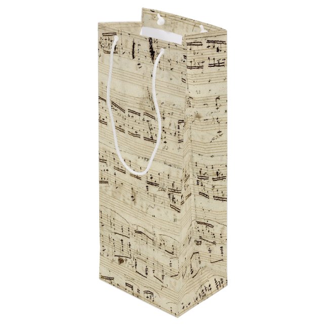 Sac Cadeau Pour Bouteille Old Music Notes (Dos Angle)
