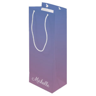 Sac Cadeau Pour Bouteille Pale rose et bleu dégradé ombre