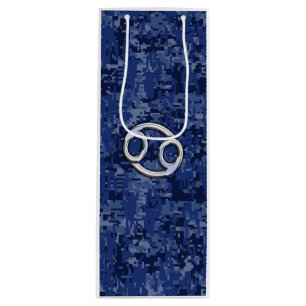 Sac Cadeau Pour Bouteille Panneau cancéreux Camouflage numérique bleu marine