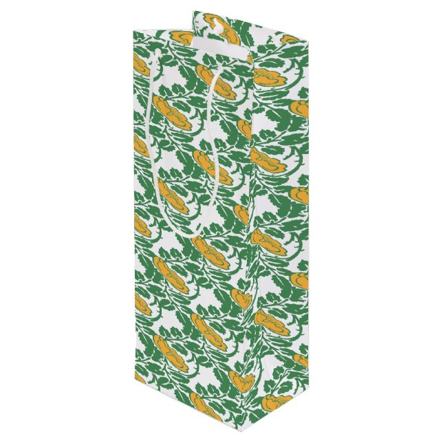 Sac Cadeau Pour Bouteille Papier peint floral Art Nouveau Green Buttcup (Dos Angle)