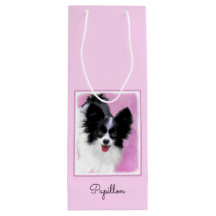 Sac Cadeau Pour Bouteille Papillon (blanc et noir) Peinture - Chien Art