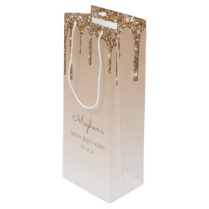 Sac Cadeau Pour Bouteille Parties scintillant 30th Birthday Gold
