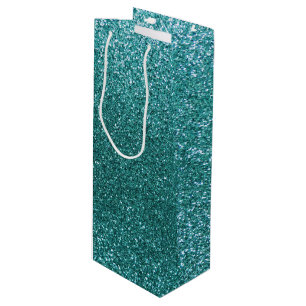 Sac Cadeau Pour Bouteille Parties scintillant turquoise