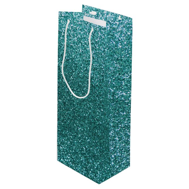 Sac Cadeau Pour Bouteille Parties scintillant turquoise (Devant Angle)