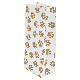 Sac Cadeau Pour Bouteille Pâtes de chien, Pâtes de chien, Pâtes d'or orange
