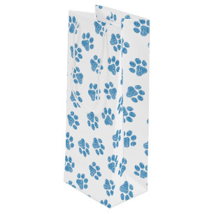 Sac Cadeau Pour Bouteille Patrouilles de Doodle, Paws de Chien, Paws Bleus