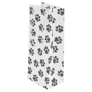 Sac Cadeau Pour Bouteille Patrouilles de Doodle, Paws de Chien, Paws Noirs