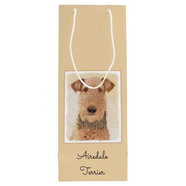 Sac Cadeau Pour Bouteille Peinture Airedale Terrier - Cute Original Art (Dos)