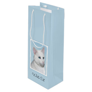 Sac Cadeau Pour Bouteille Peinture de chat blanc - Cute Original Cat Art