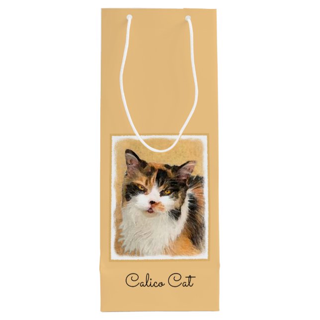 Sac Cadeau Pour Bouteille Peinture de chat Calico - Cute Original Cat Art (Dos)