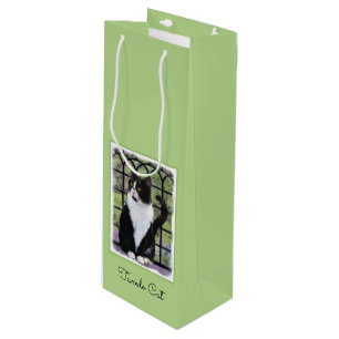 Sac Cadeau Pour Bouteille Peinture de chat Tuxedo - Cute Original Cat Art
