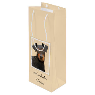 Sac Cadeau Pour Bouteille Peinture de Manchester Terrier Art Animalier Origi
