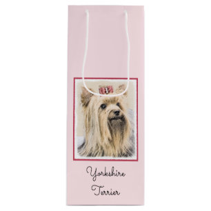 Sac Cadeau Pour Bouteille Peinture de Yorkshire Terrier - Art original de ch