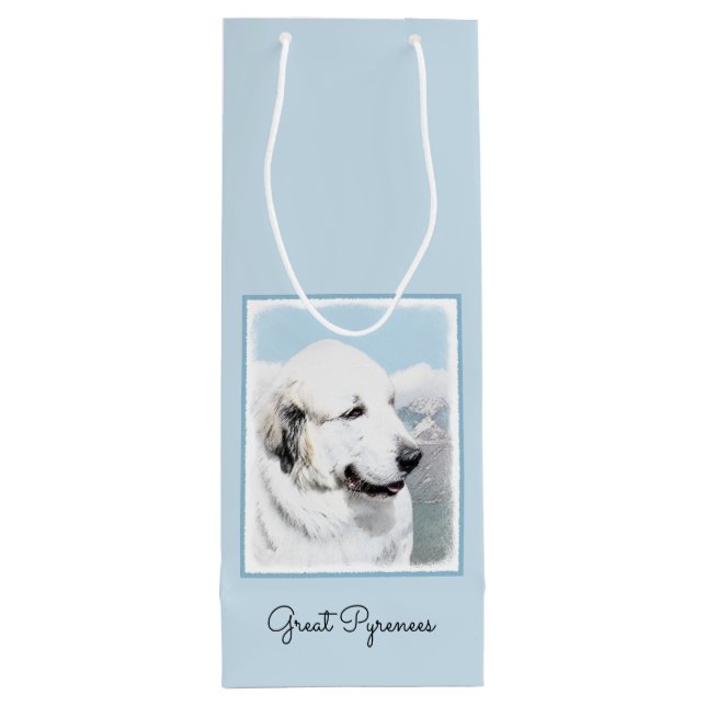 Sac Cadeau Pour Bouteille Peinture des Pyrénées - Art original du chien (Dos)