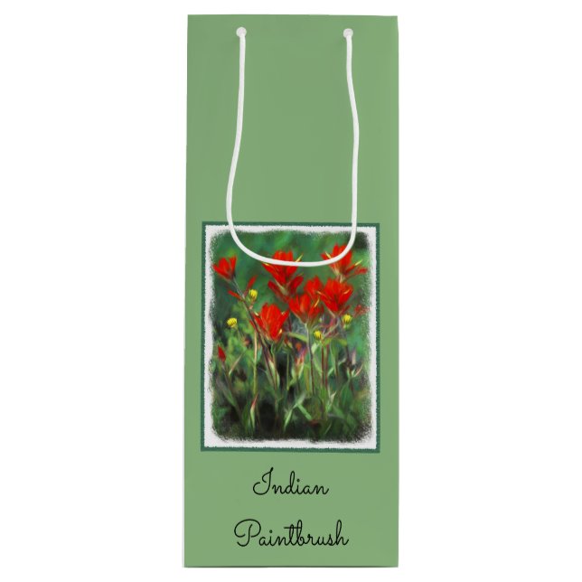 Sac Cadeau Pour Bouteille Peinture indienne de pinceau - Art Fleur original (Devant)