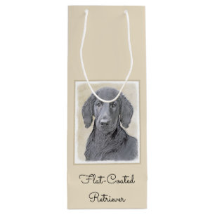 Sac Cadeau Pour Bouteille Peinture Retriever à revêtement plat - Art Chien o