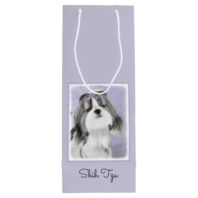 Sac Cadeau Pour Bouteille Peinture Shih Tzu - Cute Original Chien Art (Dos)