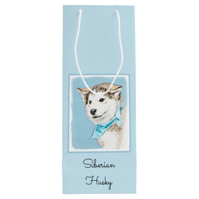 Sac Cadeau Pour Bouteille Peinture Sibérienne Husky Puppy - Art Chien origin (Dos)
