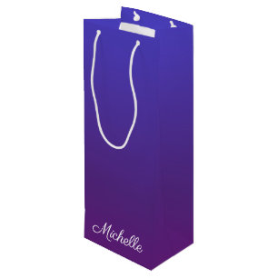 Sac Cadeau Pour Bouteille Personnalisé bleu et violet ombre