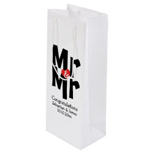 Sac Cadeau Pour Bouteille Personnalisé M. et M. Black Red Bold Moderne