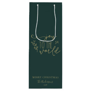 Sac Cadeau Pour Bouteille Personnalisé Rustic Joyeux Noël Nom de famille