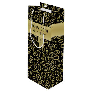 Sac Cadeau Pour Bouteille Personnalisez:  Joyeux 60e anniversaire Gold/Black