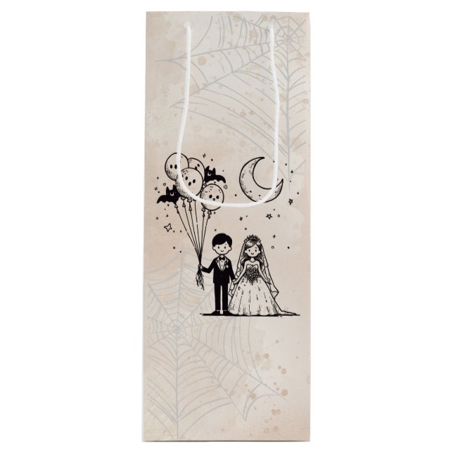 Sac Cadeau Pour Bouteille Petit couple éffrayant (Devant)