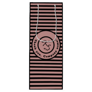 Sac Cadeau Pour Bouteille Pink Strips Personnalisé Monogramme & Nom de l'ent