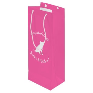 Sac Cadeau Pour Bouteille Pit Bull Chien Baby shower rose fille Pitbull