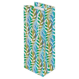 Sac Cadeau Pour Bouteille Plage turquoise motif en plume amusante.