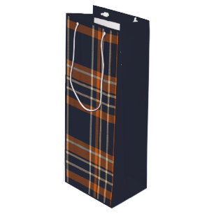 Sac Cadeau Pour Bouteille Plaid rustique Noël/hiver