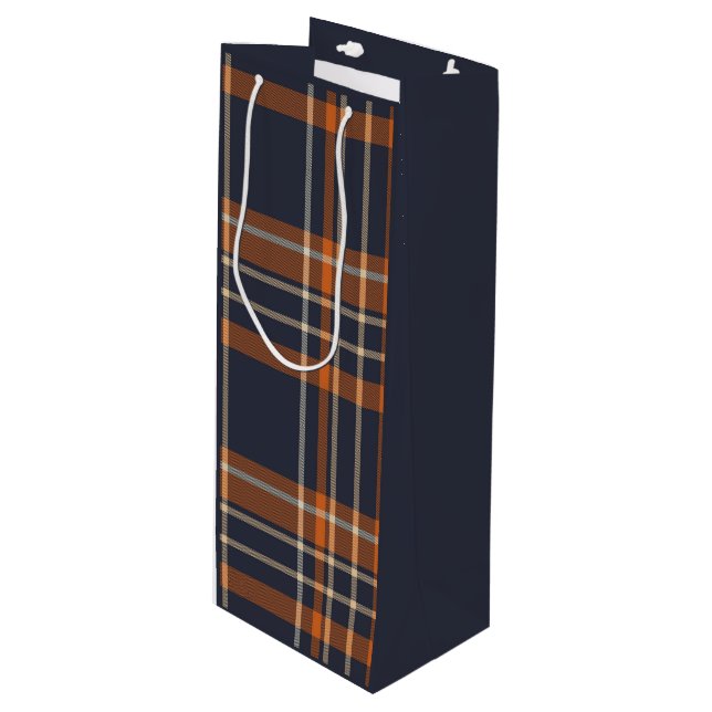 Sac Cadeau Pour Bouteille Plaid rustique Noël/hiver (Devant Angle)