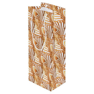 Sac Cadeau Pour Bouteille Plumes de paon de soleil Art nouveau design