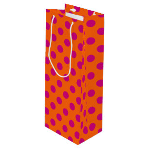 Sac Cadeau Pour Bouteille Pois Fuchsia orange