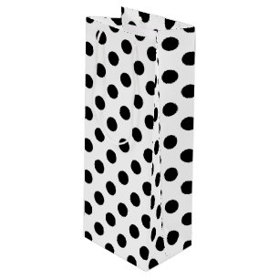 Sac Cadeau Pour Bouteille Pois noirs en blanc