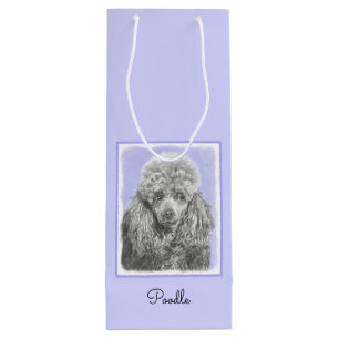 Sac Cadeau Pour Bouteille Poodé Jouet miniature Argent gris bleu Chien Art