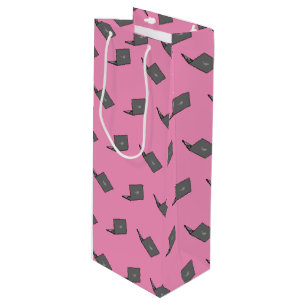 Sac Cadeau Pour Bouteille Portable gris avec logo d'oiseau